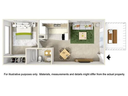 Floor plan Garden Style - One Bedroom