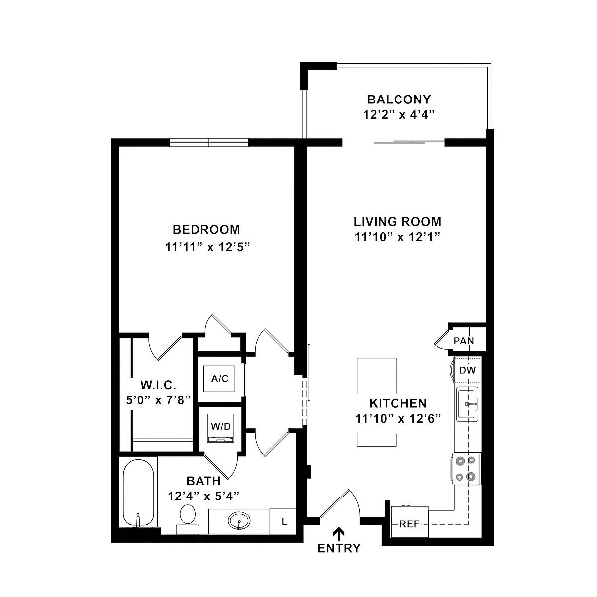 Floor plan 1 Bed/1 Bath-A1