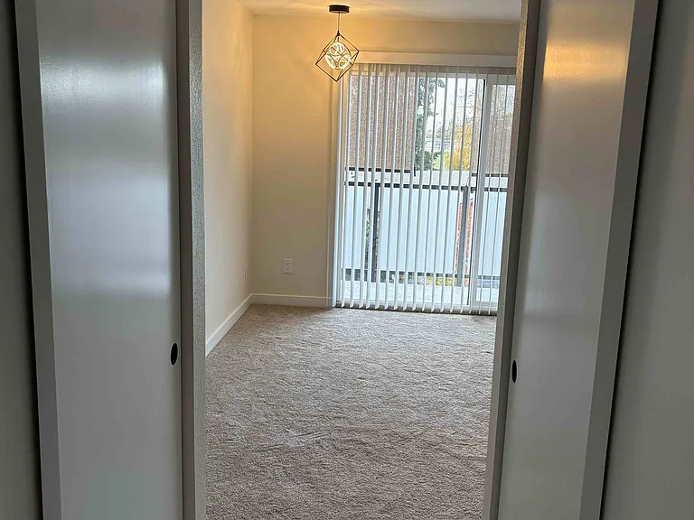 Double closet with built-in organizers.