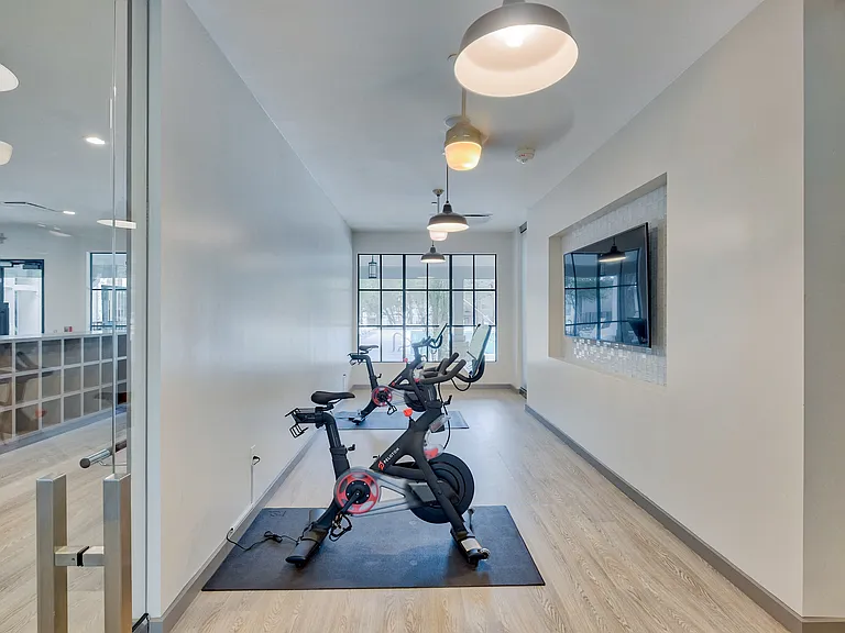 Fitness center spin bikes