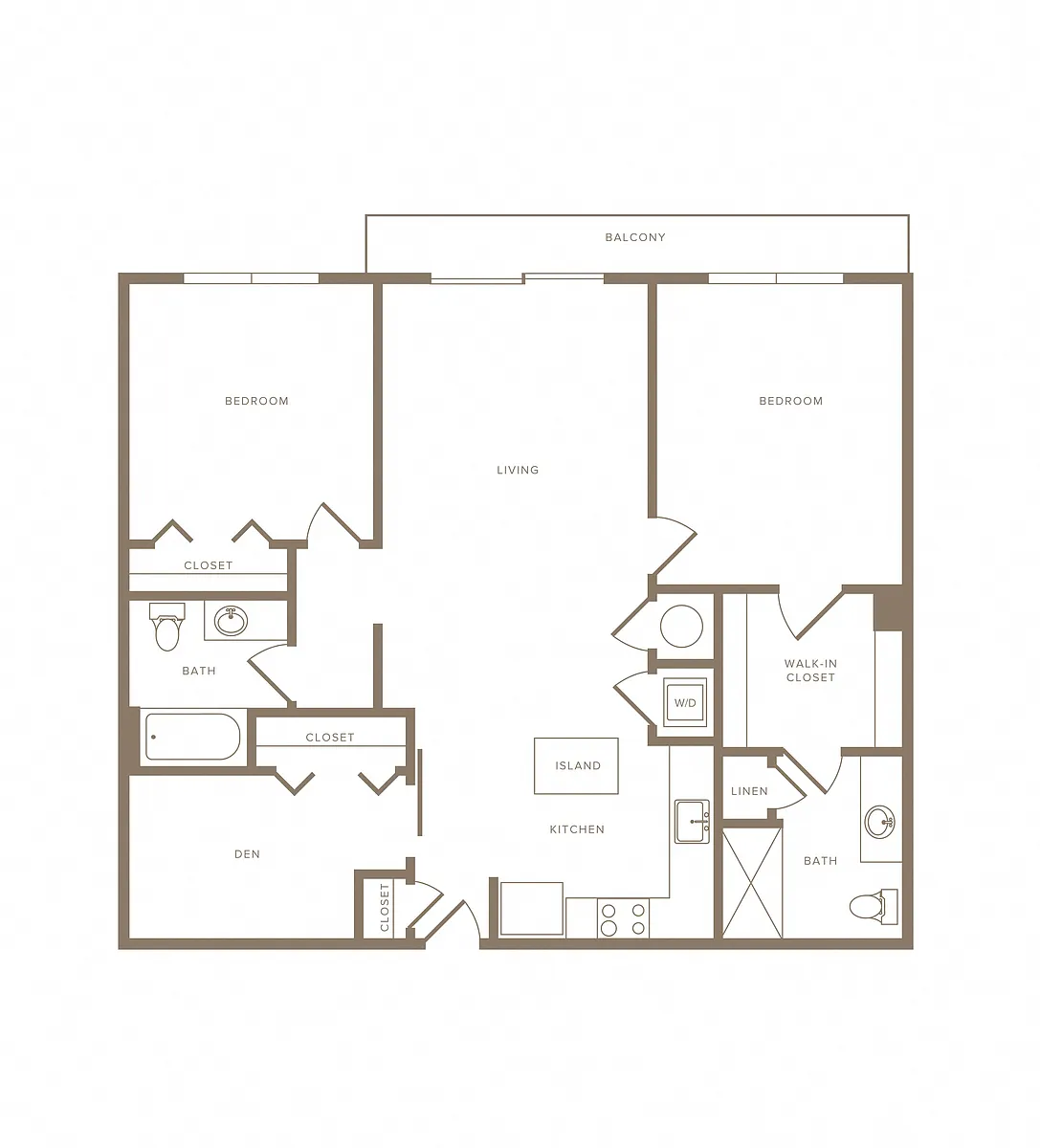 Floor plan 2 Bed/2 Bath Den-B08D