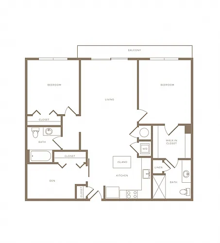 Floor plan 2 Bed/2 Bath Den-B08D