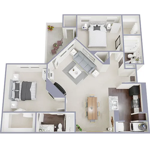 Floor plan 2 Bed, 2 Bath E (80% Income Restricted)