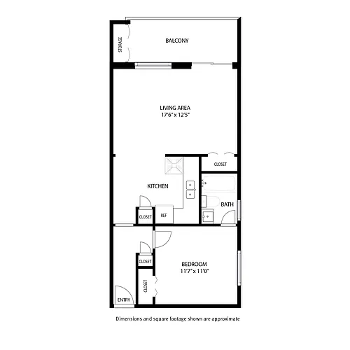 Floor plan 1 Bedroom / 1 Bath