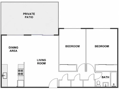 Floor plan 2 Bed / 1 Bath: Type B