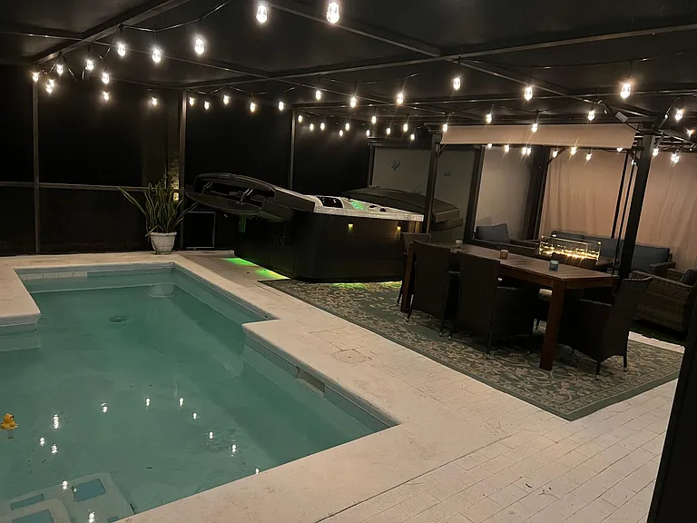 Screened Patio with Small Private Pool Hot Tub and Conversation Area