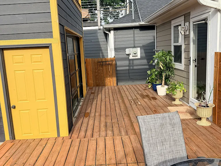 Entrance to Garage from Back Door of House; Back Deck