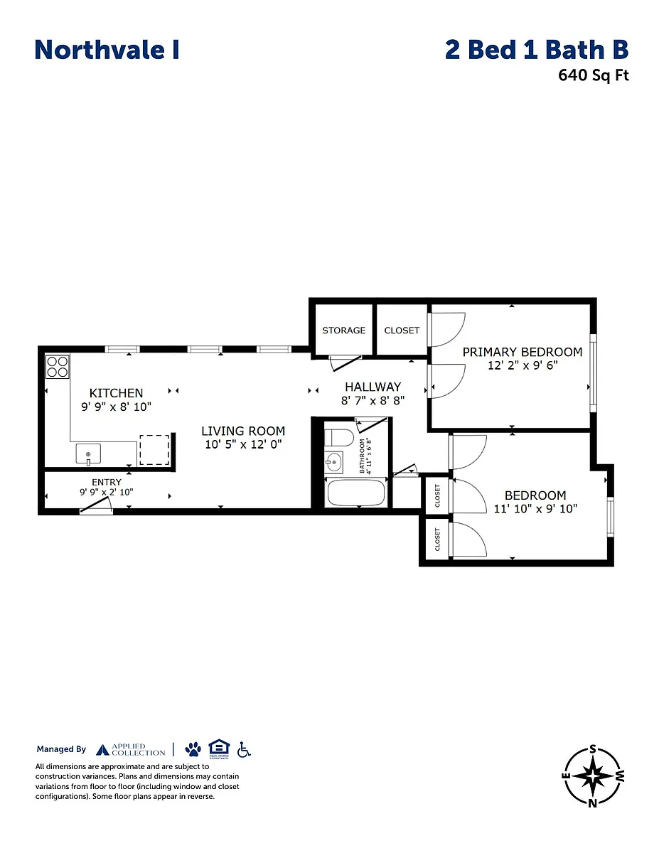 Floor plan 2 Bed 1 Bath B
