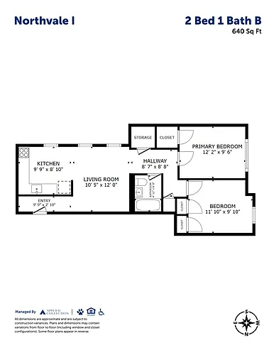 Floor plan 2 Bed 1 Bath B