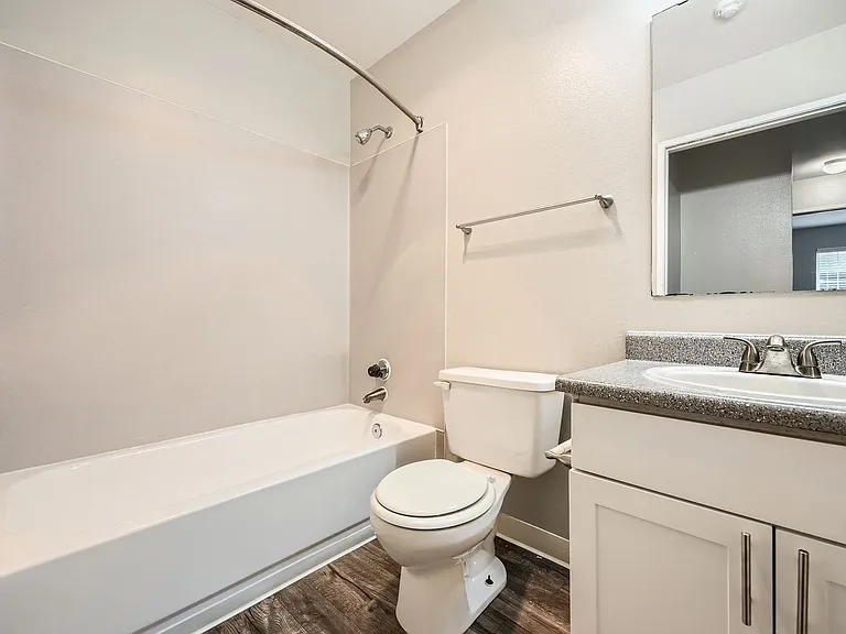 Second bathroom in a two-bedroom two-bath apartment at Capitol City in Lacey, WA