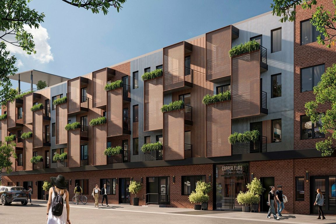 Stylish balconies shaded by corten steel sun screens