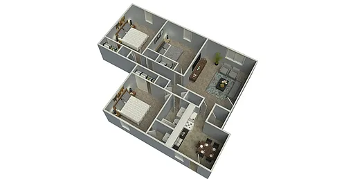 Floor plan 3 Bed 1-5 Bath B