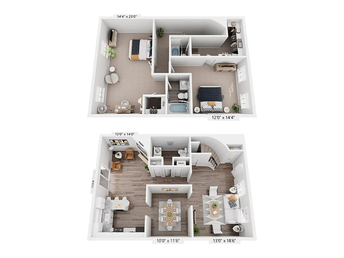 Floor plan 2bed 2.5bath TH Lg Renovated - Hammond