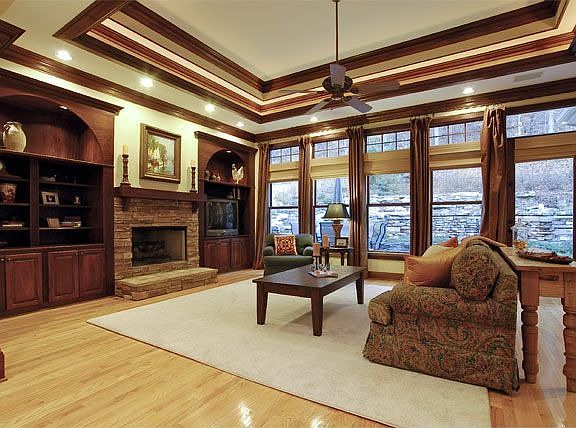 Family room with pool view