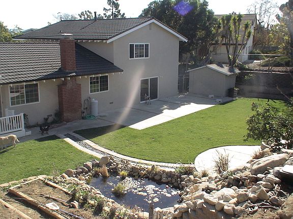 Backyard waterfall view