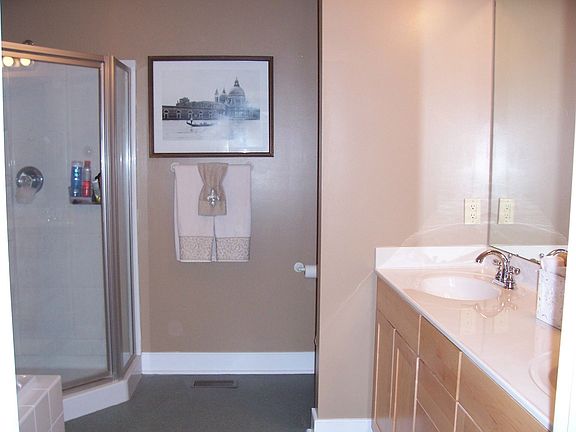 Luxury Master bath with seperate jetted tub and shower.  Dual Vanities.