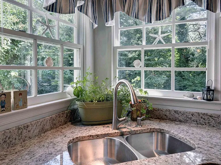 Kitchen view to private backyard