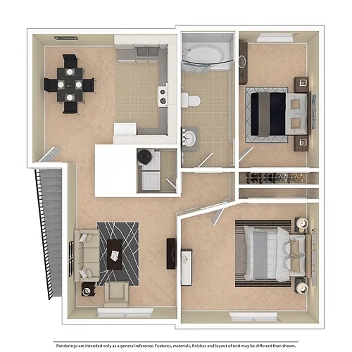 Floor plan 2 Bedroom 1.5 Bath A