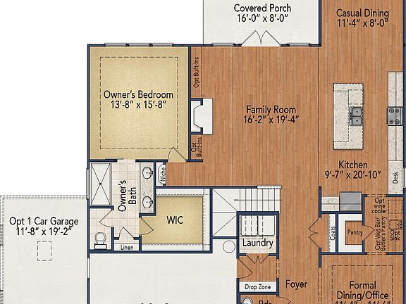 First Floor Elevation with 3rd Car Garage