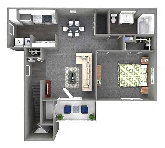 Floor plan 1 Bed - 1 Bath
