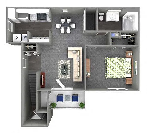 Floor plan 1 Bed - 1 Bath