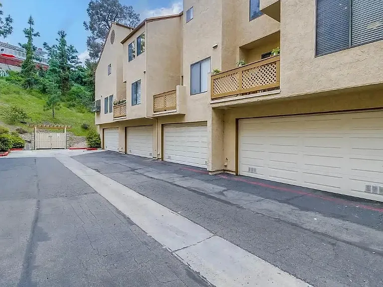 Backside garage entrance of townhome