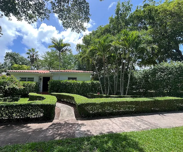 Front of house, corner property