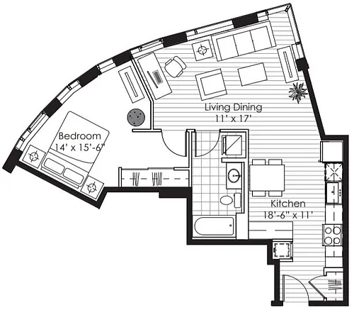 Floor plan 1X1 G