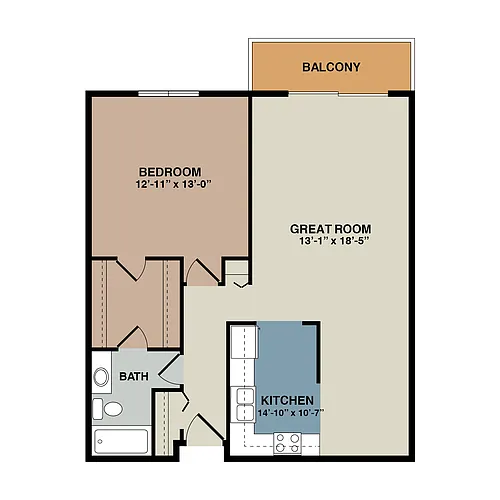 Floor plan 1A - 1 Bedroom