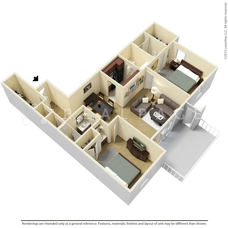 Floor plan Two Bedroom, Two Bath