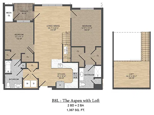 Floor plan B8 Loft - Aspen w/Loft