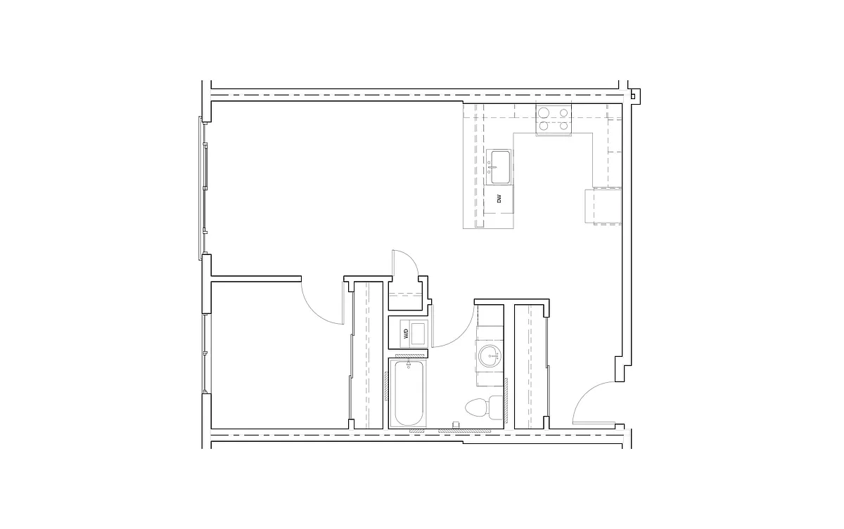 Floor plan 1 Bed/1 Bath-C24A