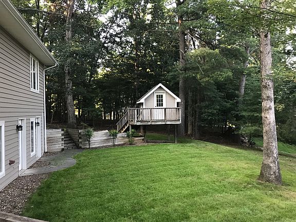 Kid's playhouse in backyard