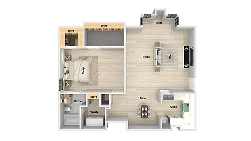 Floor plan 1 Bed X 1 Bath Renovated