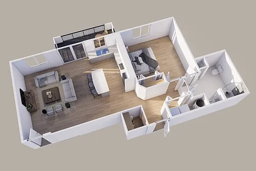 Floor plan Lower - Rear View - 1 Stall