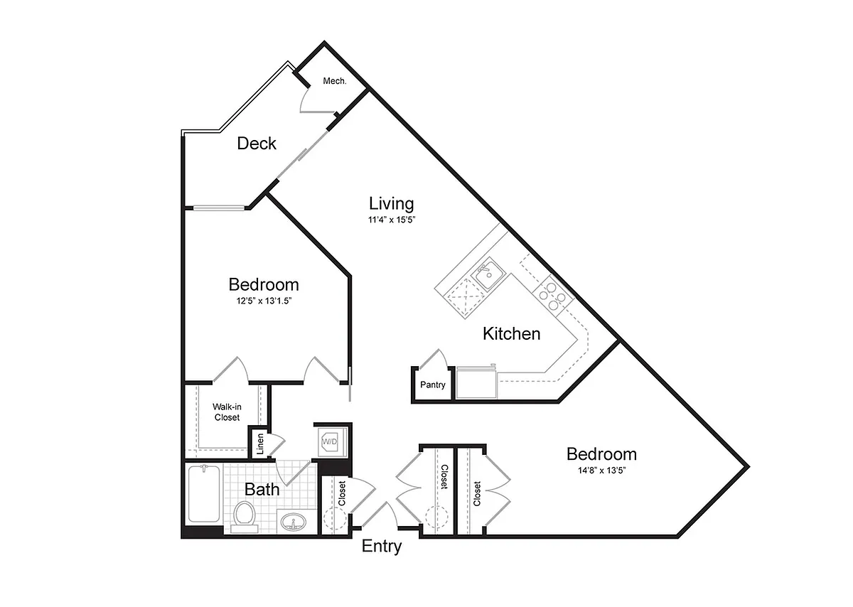 Floor plan 1-Bedroom 1-Bathroom | 1,051 sqft