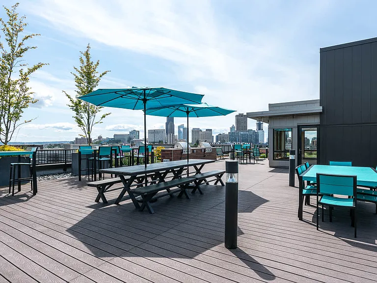 Private Rooftop Deck with Grills and Lounge Furniture