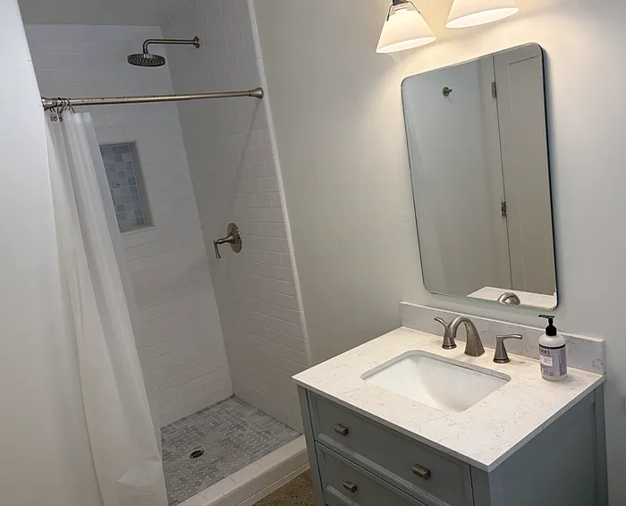 This is an actual photo of the bathroom, which is almost completed (just need to install the tile on the floor).