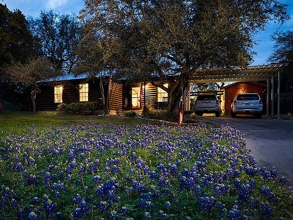 Front of house at night