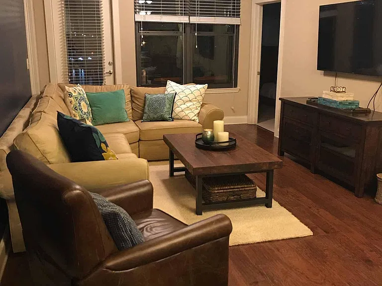 living room facing balcony