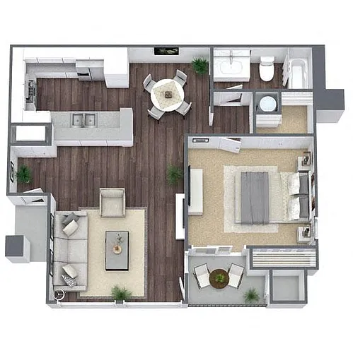 Floor plan A1: 1 Bed 1 Bath