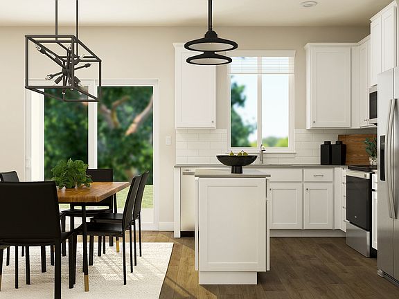 Rendering of a kitchen with the CompleteHome Plus TM interior upgrades package.