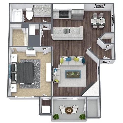 Floor plan A1: 1 Bed 1 Bath
