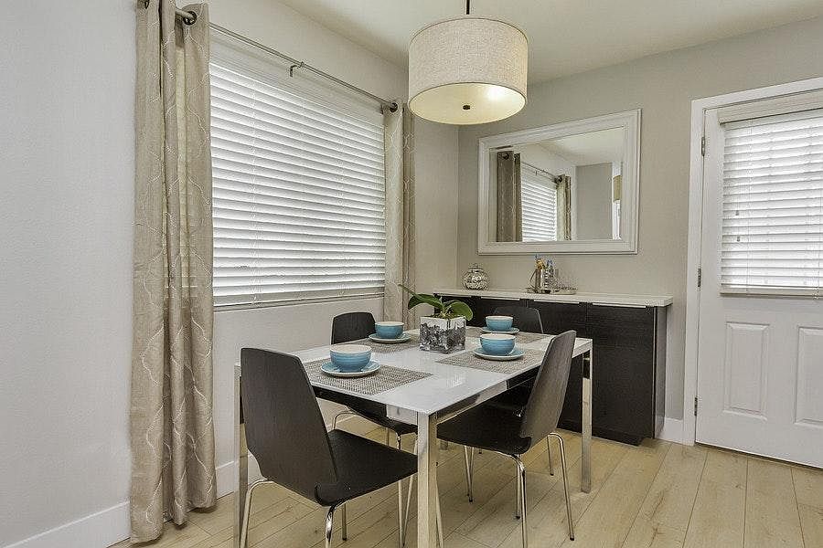 Dining area with designer table and chairs