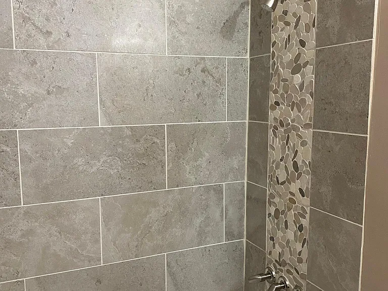 Tiled shower with tub