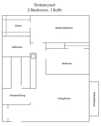 Floor plan 2 Bedrooms, 1 Bathroom