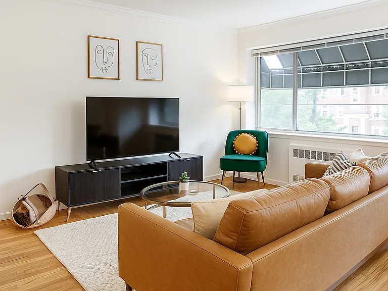 Cozy living area with Smart TV for streaming your favorite shows or movies