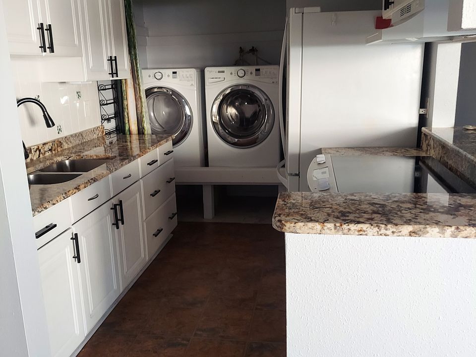 kitchen and washer, dryer