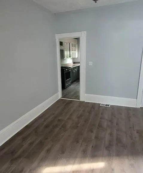 View of dining room to the kitchen.