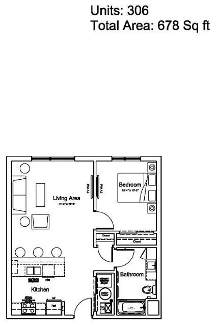 Floor plan 306 & 406 -1B1B